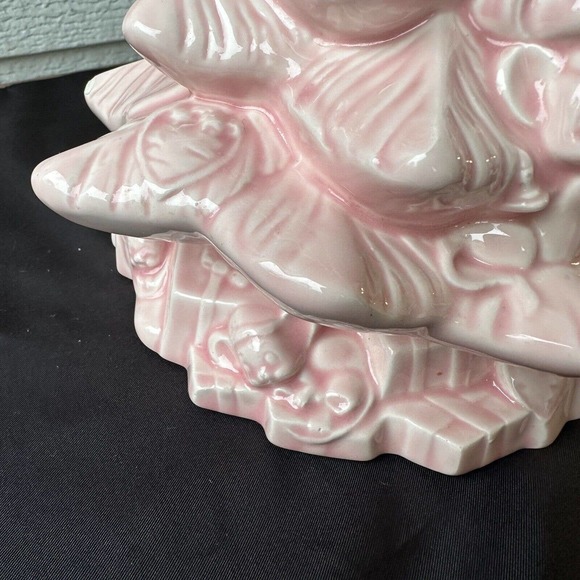 Vintage Christmas Tree Mouse Pink Ceramic Mold 1987 Two Piece Presents - Picture 5 of 16